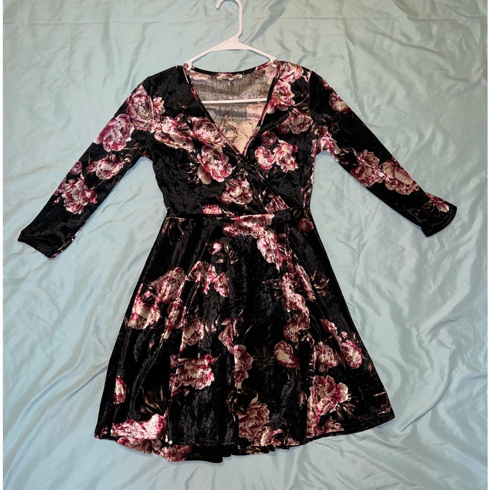 Charlotte Russe Velvet Floral Wrap Dress